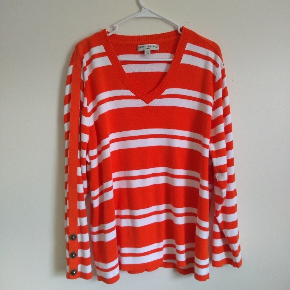 Tommy Hilfiger size 3X orange and white shirt
